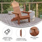 Emma and Oliver All-Weather Poly Resin Folding Adirondack Chair - Patio Chair