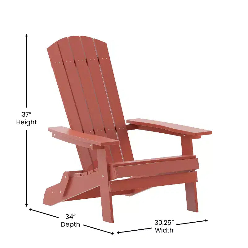 Emma and Oliver All-Weather Poly Resin Folding Adirondack Chair - Patio Chair
