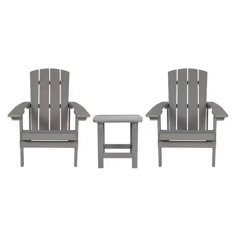 Set conversazione Emma e Oliver Hammond a tre pezzi in stile Adirondack con due sedie e tavolino abbinato per interni ed esterni