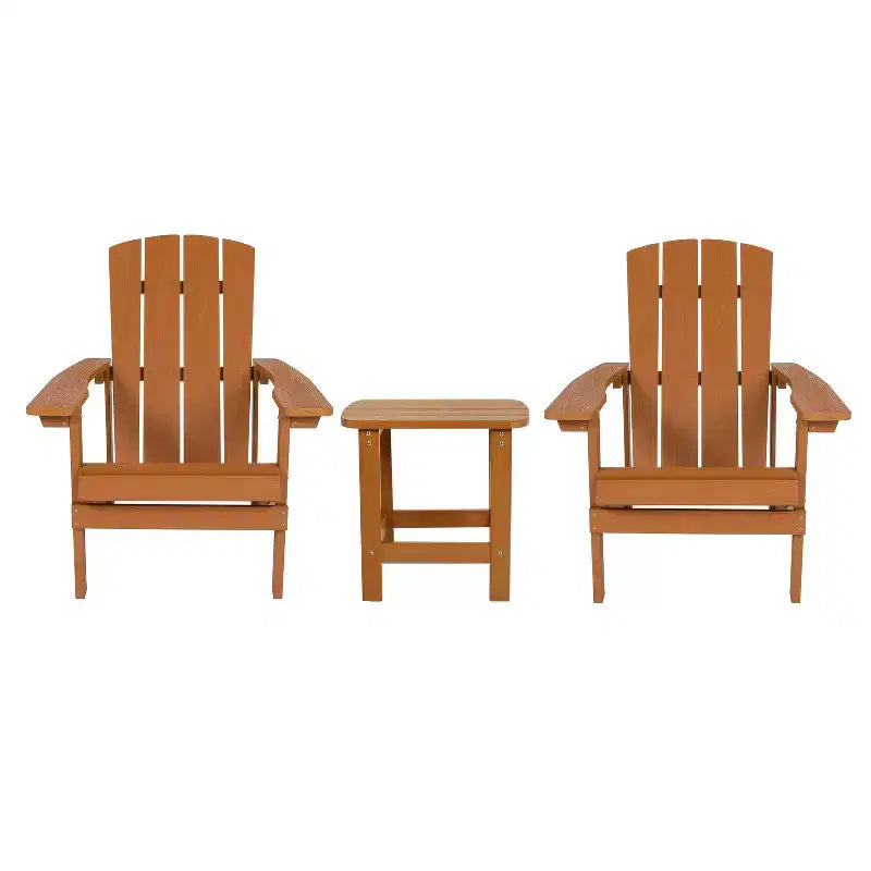 Set conversazione Emma e Oliver Hammond a tre pezzi in stile Adirondack con due sedie e tavolino abbinato per interni ed esterni