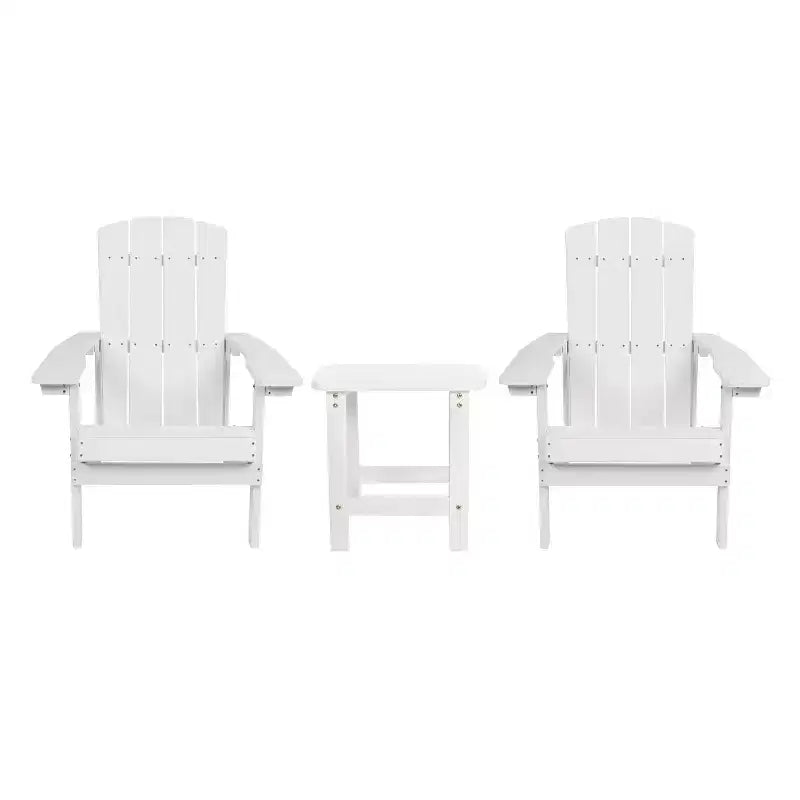 Set conversazione Emma e Oliver Hammond a tre pezzi in stile Adirondack con due sedie e tavolino abbinato per interni ed esterni
