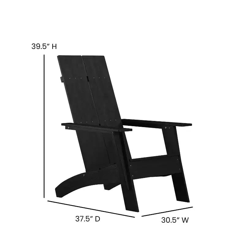 Emma and Oliver Indoor/Outdoor Modern 2-Slat Adirondack Style Chair and Footrest