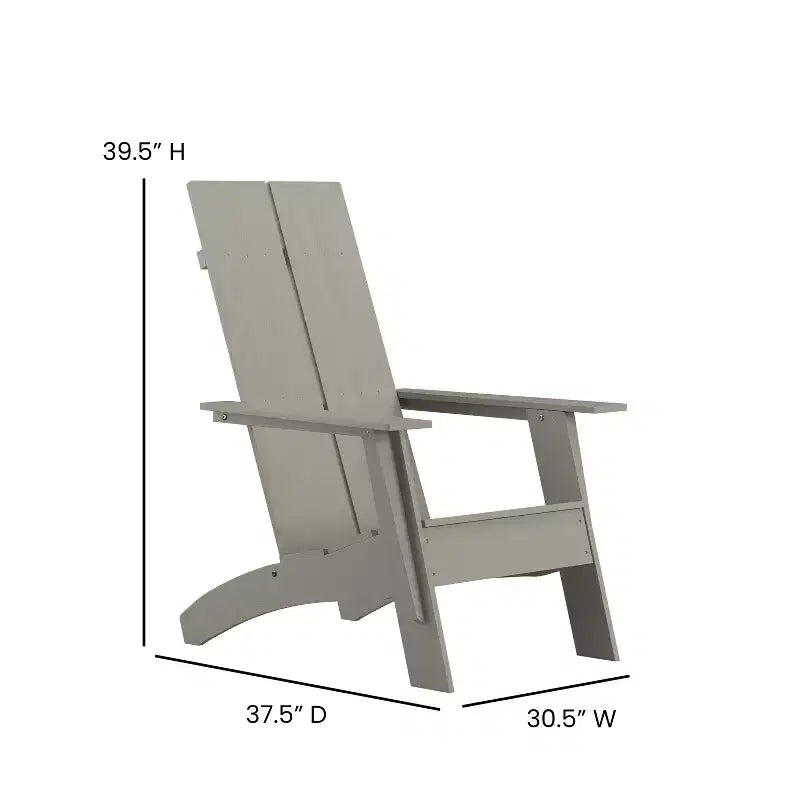 Emma and Oliver Indoor/Outdoor Modern 2-Slat Adirondack Style Chair and Footrest