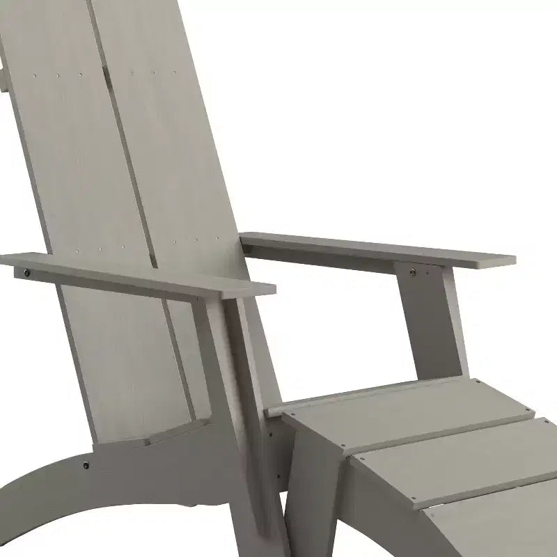 Emma and Oliver Indoor/Outdoor Modern 2-Slat Adirondack Style Chair and Footrest