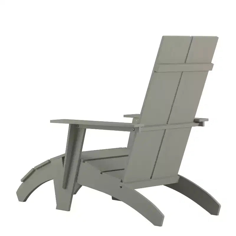 Emma and Oliver Indoor/Outdoor Modern 2-Slat Adirondack Style Chair and Footrest