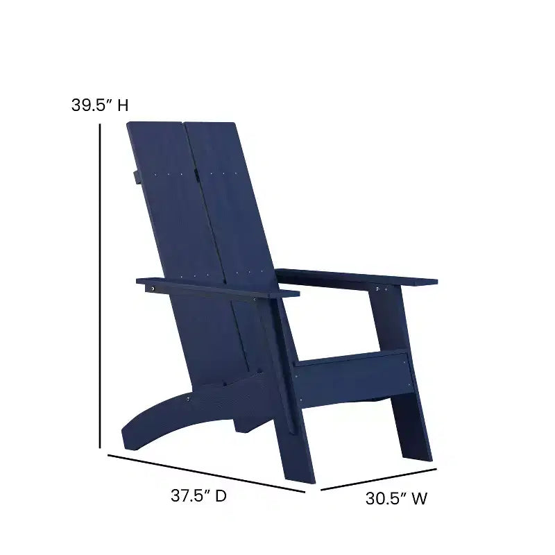 Emma and Oliver Indoor/Outdoor Modern 2-Slat Adirondack Style Chair and Footrest