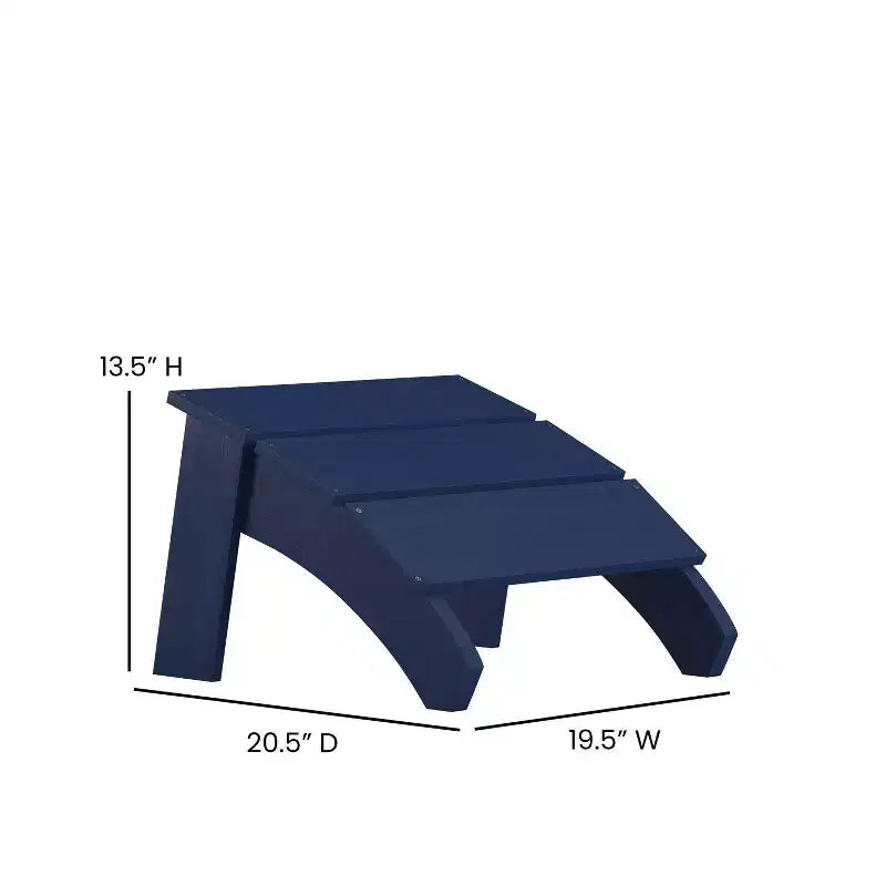 Emma and Oliver Indoor/Outdoor Modern 2-Slat Adirondack Style Chair and Footrest