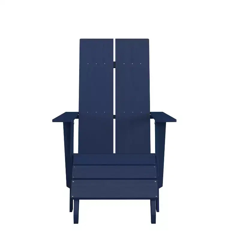 Emma and Oliver Indoor/Outdoor Modern 2-Slat Adirondack Style Chair and Footrest