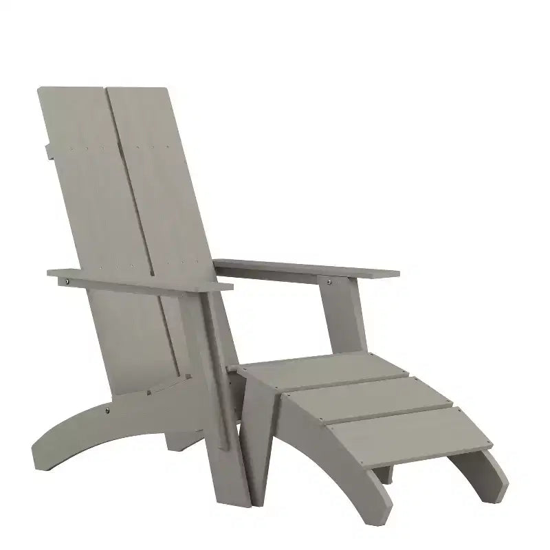 Sedia e poggiapiedi Emma e Oliver da interni/esterni in stile Adirondack moderno a 2 stecche