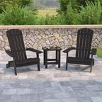 Emma and Oliver Set of 2 Indoor/Outdoor Folding Adirondack Chairs with Side Table