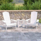 Emma and Oliver Set of 2 Indoor/Outdoor Folding Adirondack Chairs with Side Table