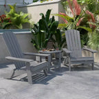 Emma and Oliver Set of 2 Indoor/Outdoor Folding Adirondack Chairs with Side Table