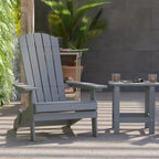 Emma and Oliver Set of 2 Indoor/Outdoor Folding Adirondack Chairs with Side Table