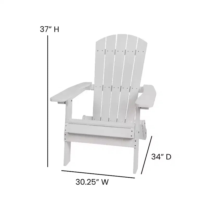 Emma and Oliver Set of 2 Indoor/Outdoor Folding Adirondack Chairs with Side Table