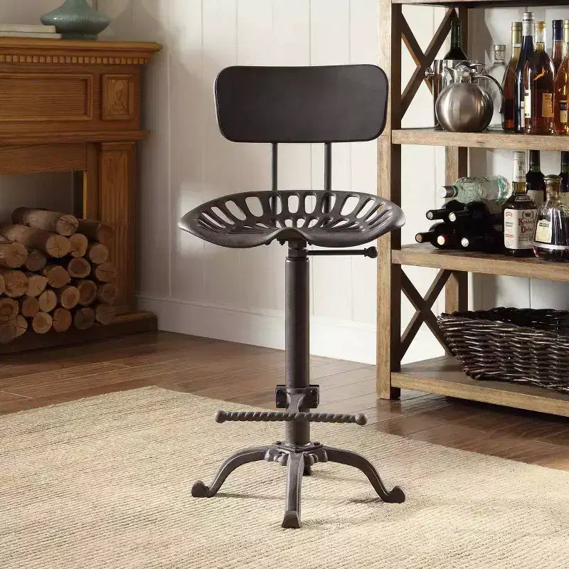 Sgabello da bar con schienale e sedile regolabile in stile trattore Carolina Living Austin altezza bancone