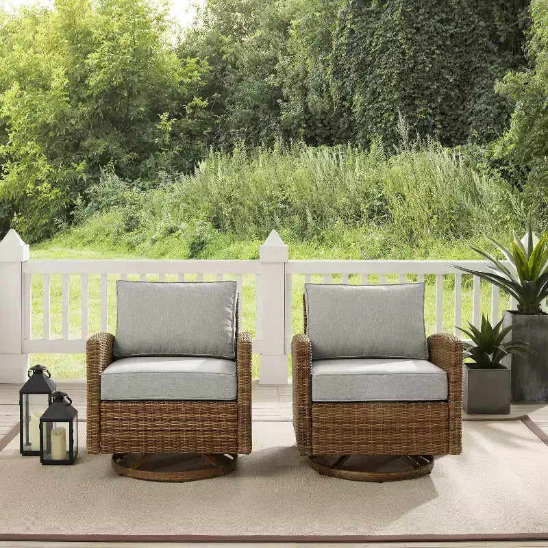 2pk Bradenton Steel Outdoor Swivel Rocking Chairs - Crosley