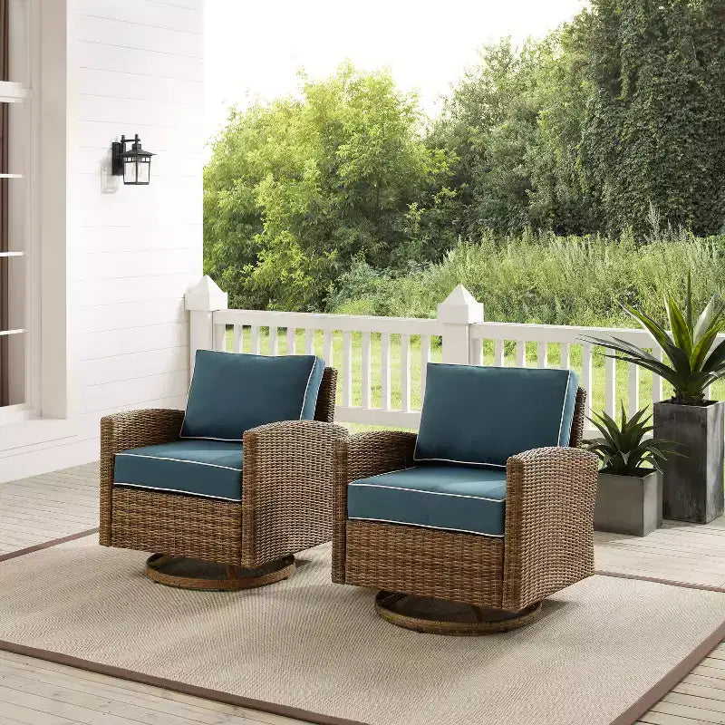 2pk Bradenton Steel Outdoor Swivel Rocking Chairs - Crosley