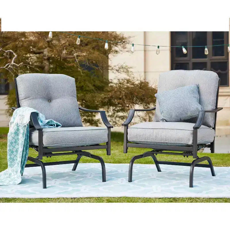 2pk Steel Patio Accent Chairs - Lokatse