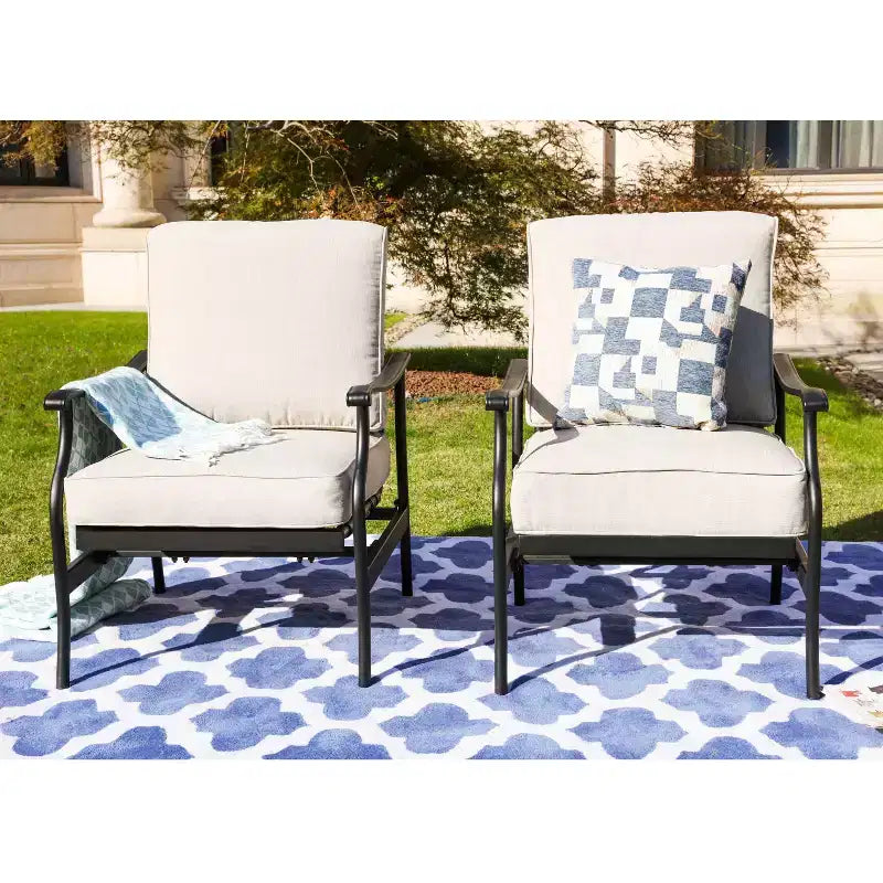 2pc Steel Outdoor Patio Accent Chairs - Lokatse