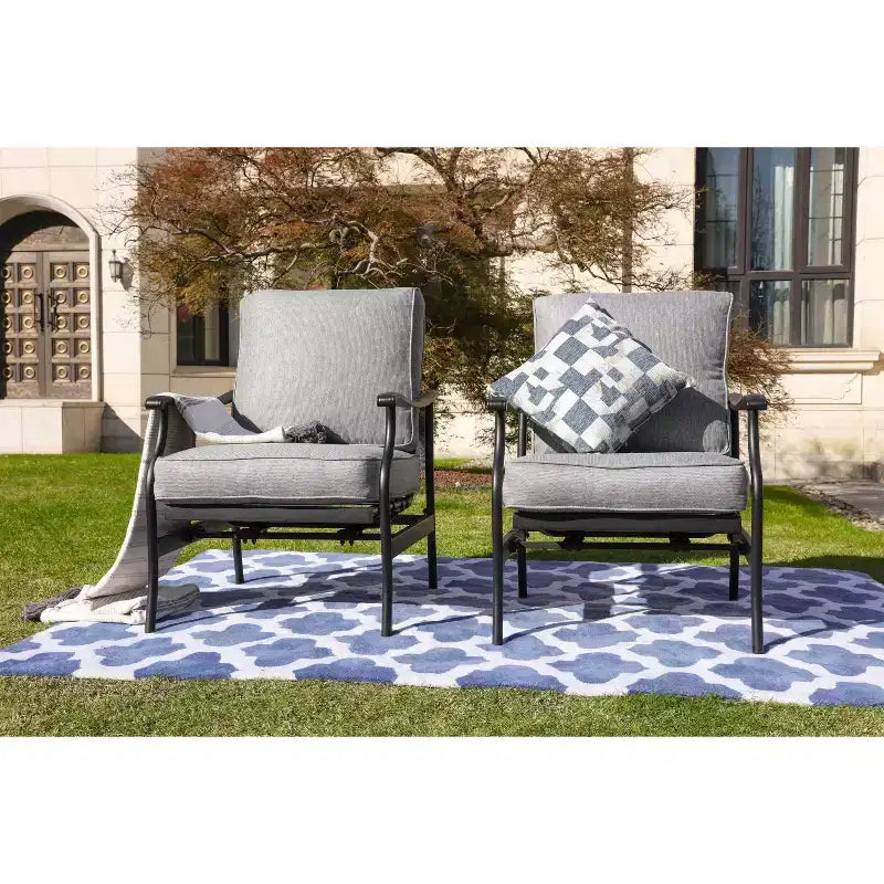 2pc Steel Outdoor Patio Accent Chairs - Lokatse