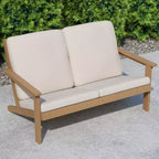 Flash Furniture Charlestown All-Weather Poly Resin Wood Adirondack Style Deep Seat Patio Loveseat with Cushions