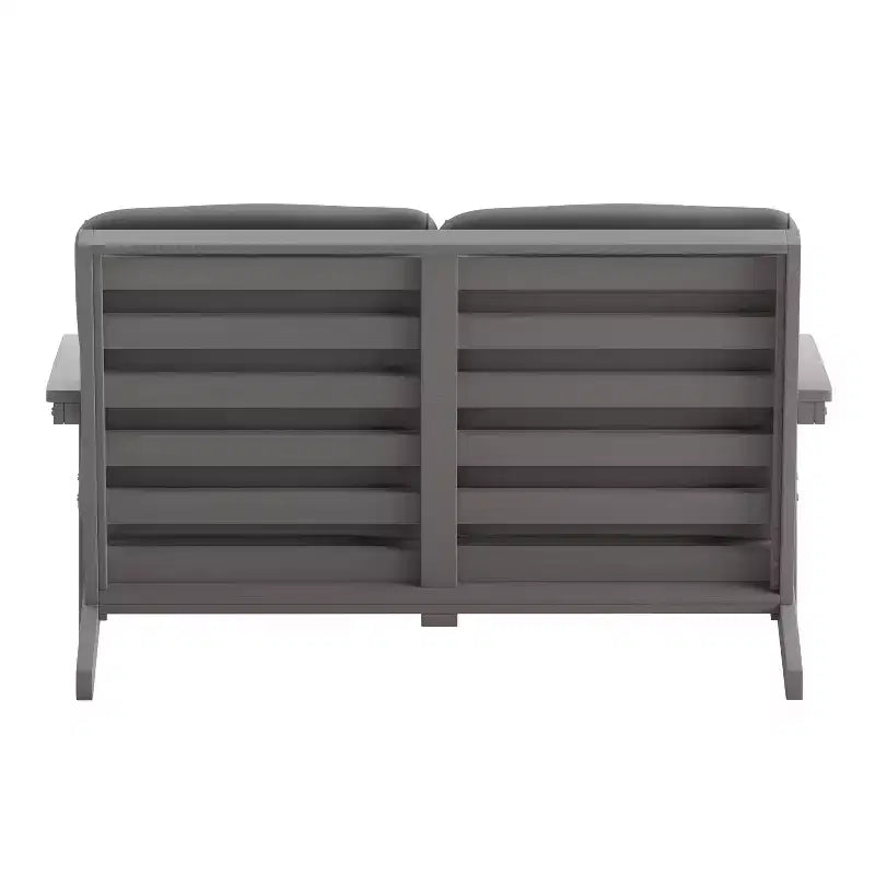 Flash Furniture Charlestown All-Weather Poly Resin Wood Adirondack Style Deep Seat Patio Loveseat with Cushions