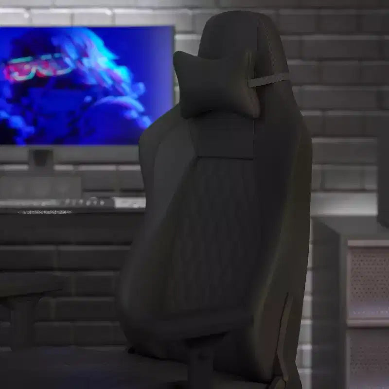 Sedia da Gaming Ergonomica con Schienale Alto Regolabile Flash Furniture Falco con Braccioli 4D, Cuscino Poggiatesta e Supporto Lombare Regolabile