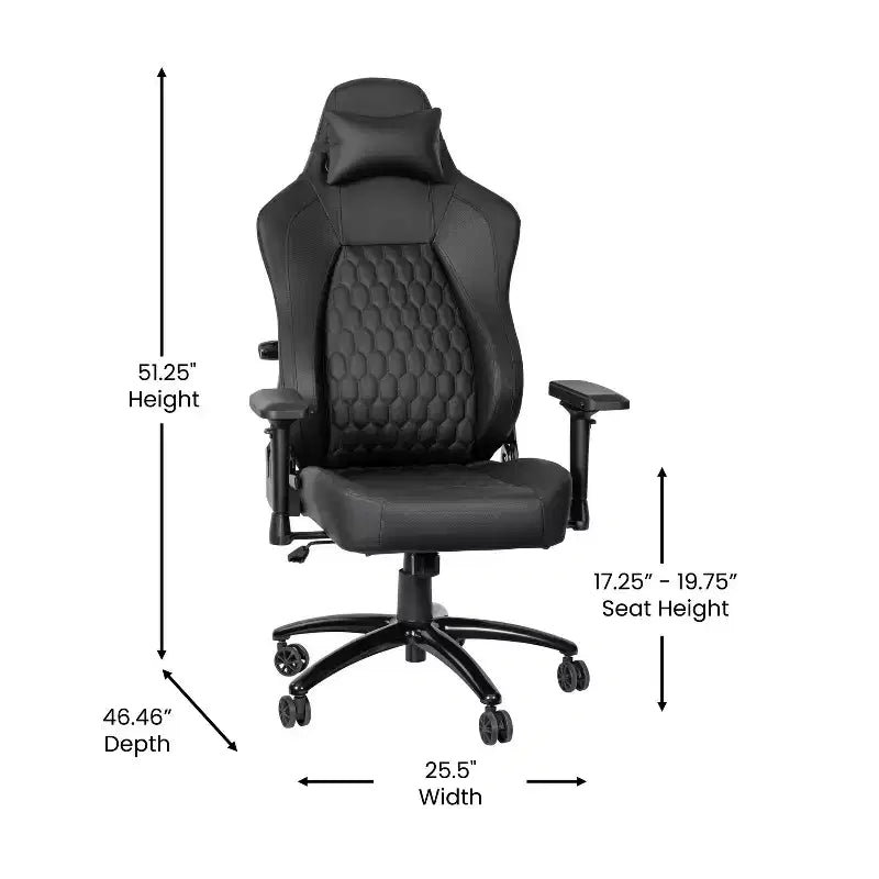 Sedia da Gaming Ergonomica con Schienale Alto Regolabile Flash Furniture Falco con Braccioli 4D, Cuscino Poggiatesta e Supporto Lombare Regolabile