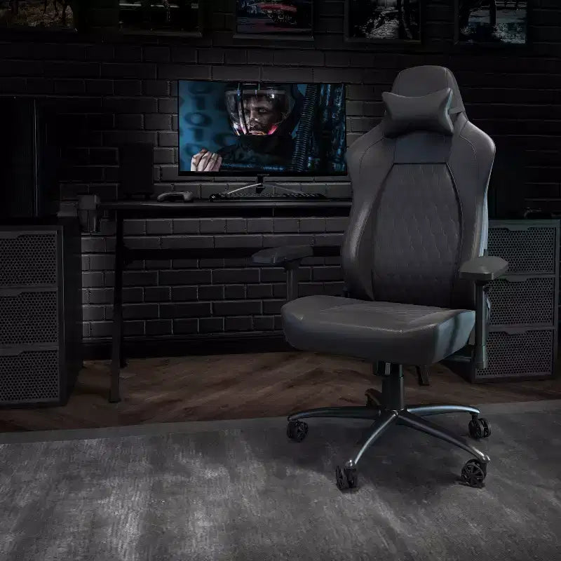 Sedia da Gaming Ergonomica con Schienale Alto Regolabile Flash Furniture Falco con Braccioli 4D, Cuscino Poggiatesta e Supporto Lombare Regolabile