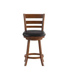 Merrick Lane 24 Classic Wooden Ladderback Swivel Counter Height Stool with Upholstered Padded Seat and Integrated Footrest