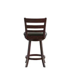 Merrick Lane 24 Classic Wooden Ladderback Swivel Counter Height Stool with Upholstered Padded Seat and Integrated Footrest