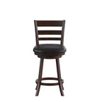 Merrick Lane 24 Classic Wooden Ladderback Swivel Counter Height Stool with Upholstered Padded Seat and Integrated Footrest