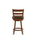 Merrick Lane 24 Classic Wooden Ladderback Swivel Counter Height Stool with Upholstered Padded Seat and Integrated Footrest