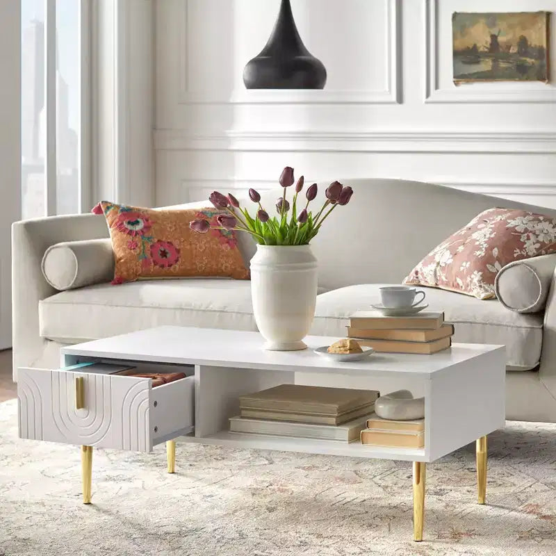 Tabaria Contemporary Coffee Table with Drawer - Lifestorey