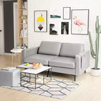 Costway Modern Loveseat Leathaire Fabric 2-Seat Sofa Couch w/ Side Storage Pocket