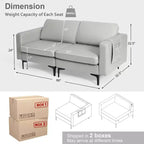 Costway Modern Loveseat Leathaire Fabric 2-Seat Sofa Couch w/ Side Storage Pocket