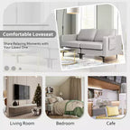 Costway Modern Loveseat Leathaire Fabric 2-Seat Sofa Couch w/ Side Storage Pocket