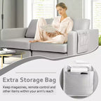 Costway Modern Loveseat Leathaire Fabric 2-Seat Sofa Couch w/ Side Storage Pocket