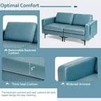 Costway Modern Loveseat Leathaire Fabric 2-Seat Sofa Couch w/ Side Storage Pocket