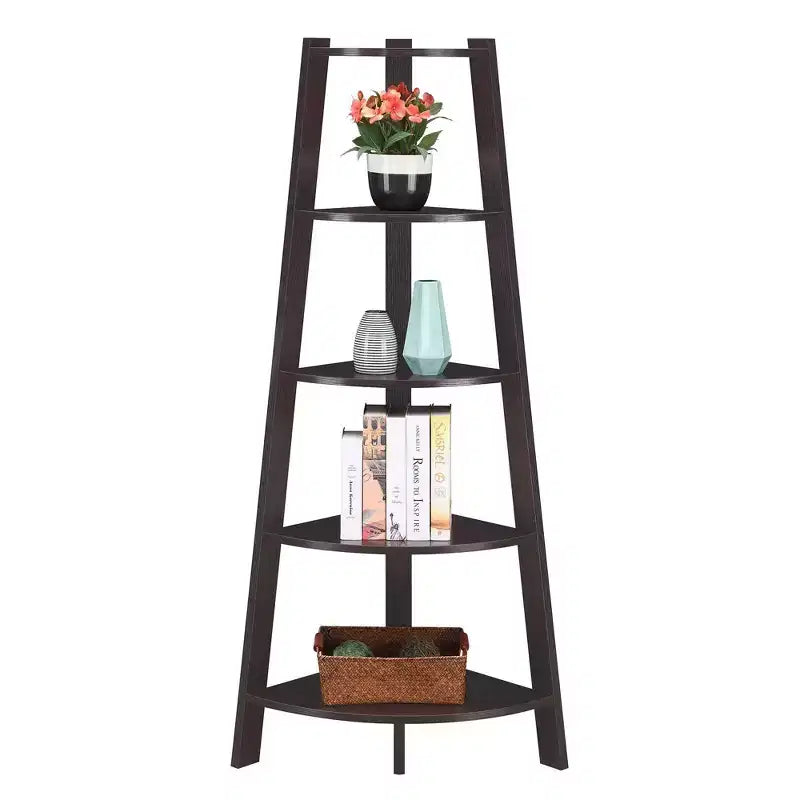 62 Newport 5 Tier Wide Corner Bookcase - Breighton Home