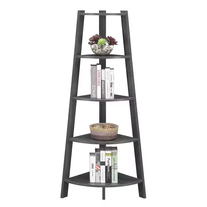 62 Newport 5 Tier Wide Corner Bookcase - Breighton Home