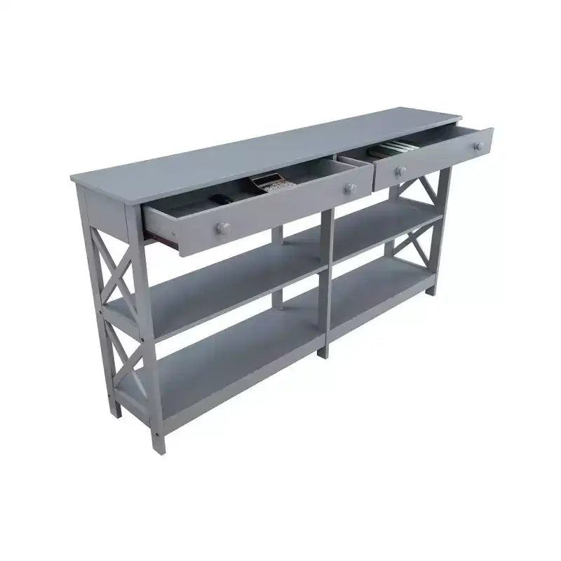60 Oxford 2 Drawer Console Table with Shelves - Breighton Home