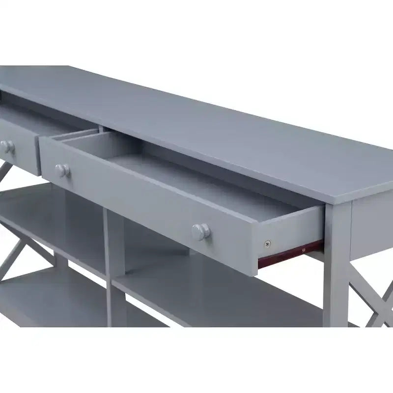 60 Oxford 2 Drawer Console Table with Shelves - Breighton Home