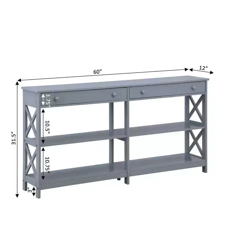 60 Oxford 2 Drawer Console Table with Shelves - Breighton Home