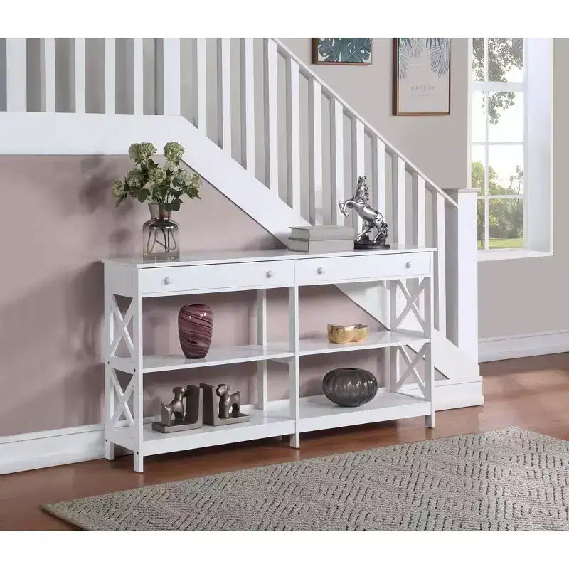 60 Oxford 2 Drawer Console Table with Shelves - Breighton Home