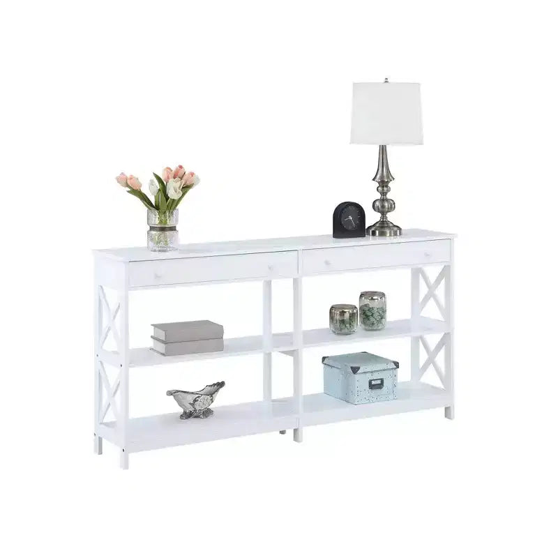 60 Oxford 2 Drawer Console Table with Shelves - Breighton Home