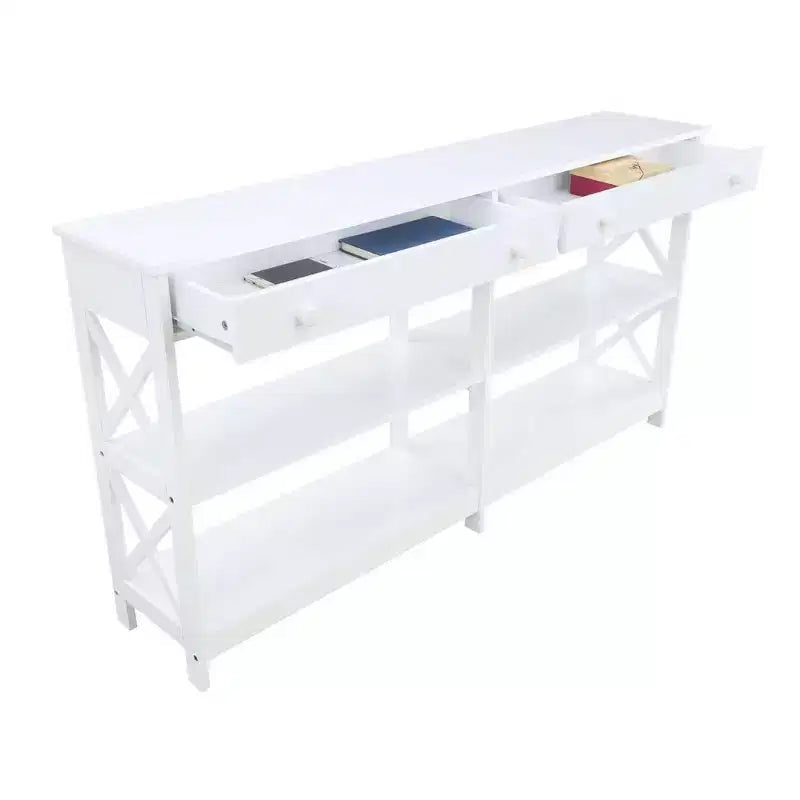 60 Oxford 2 Drawer Console Table with Shelves - Breighton Home