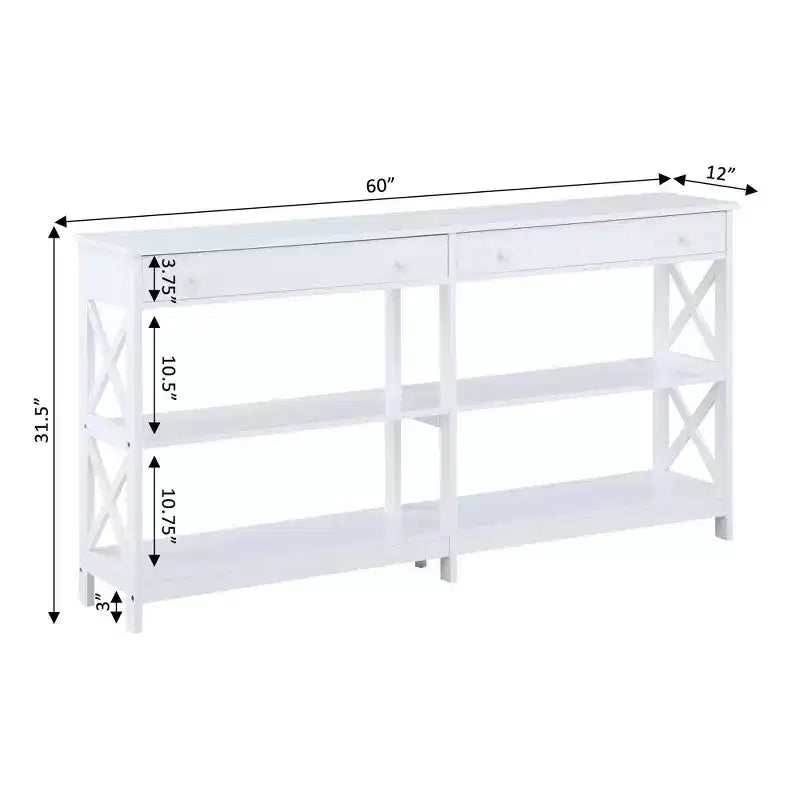 60 Oxford 2 Drawer Console Table with Shelves - Breighton Home