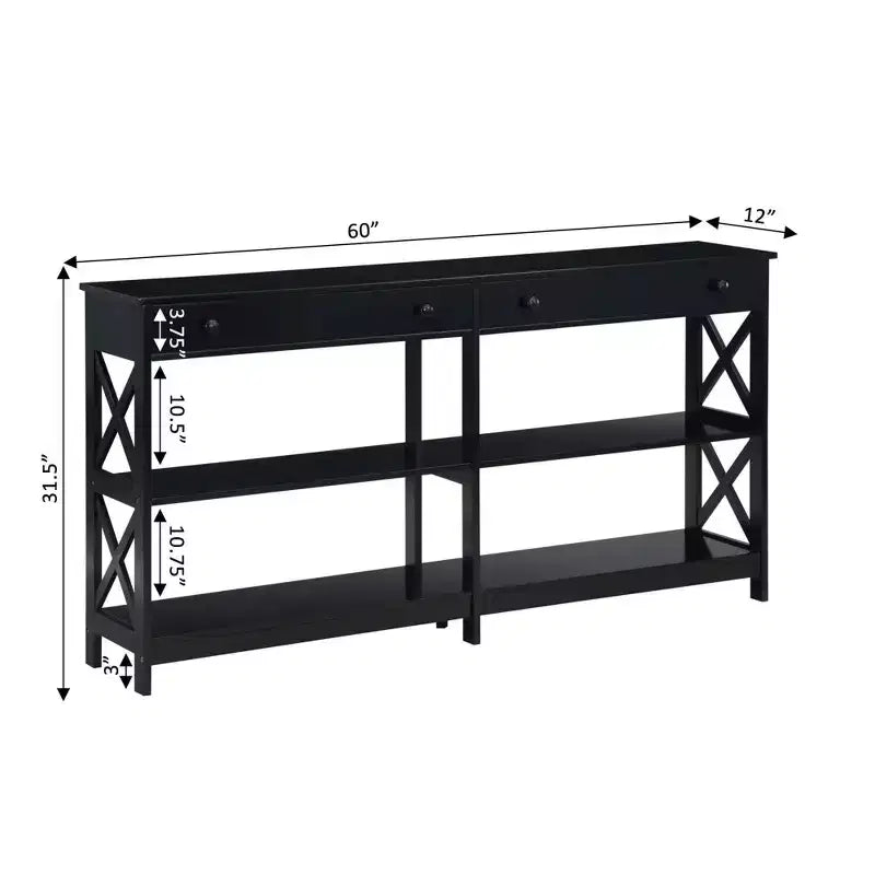 60 Oxford 2 Drawer Console Table with Shelves - Breighton Home
