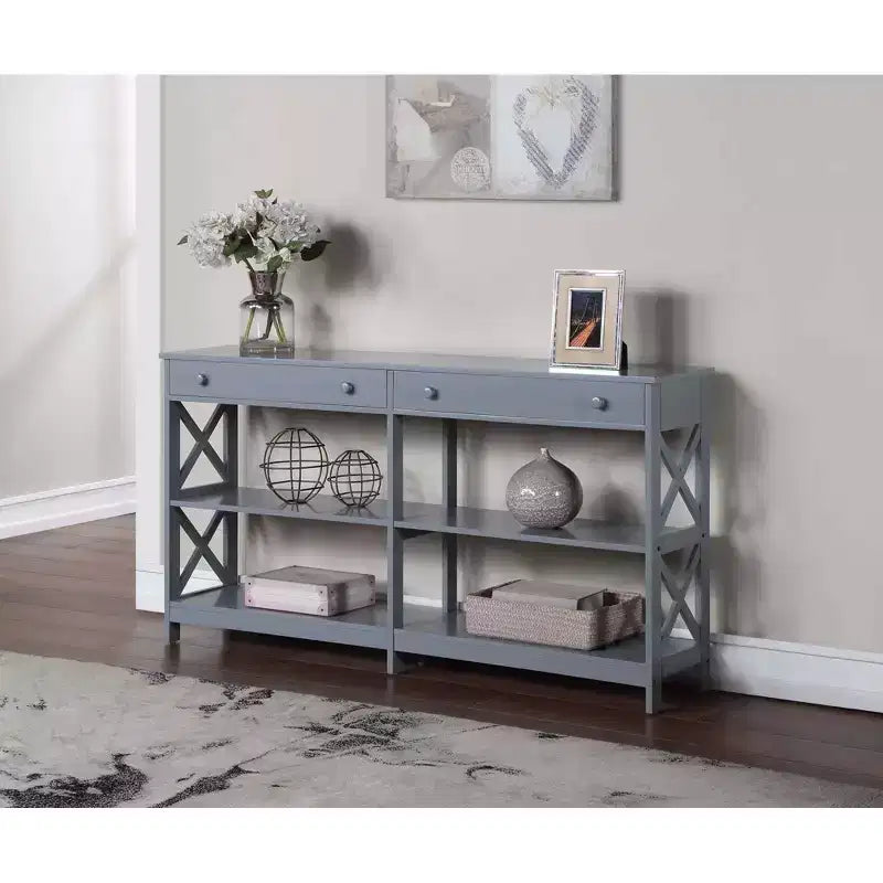 60 Oxford 2 Drawer Console Table with Shelves - Breighton Home